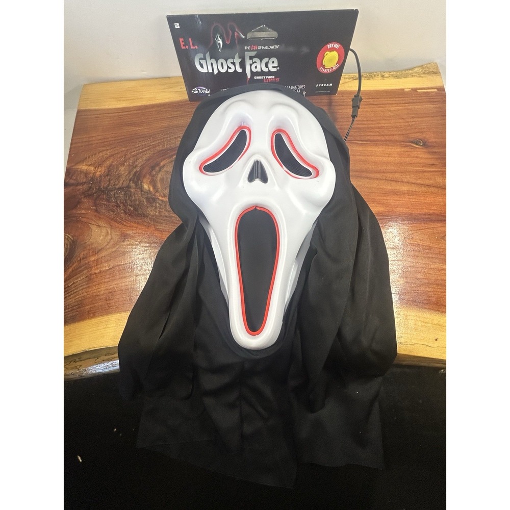 Fun World‎ E.L Ghost Face Light-Up Halloween Mask NWT Tested Works Many Settings